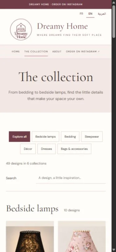 Dreamy Home: The collection on a phone