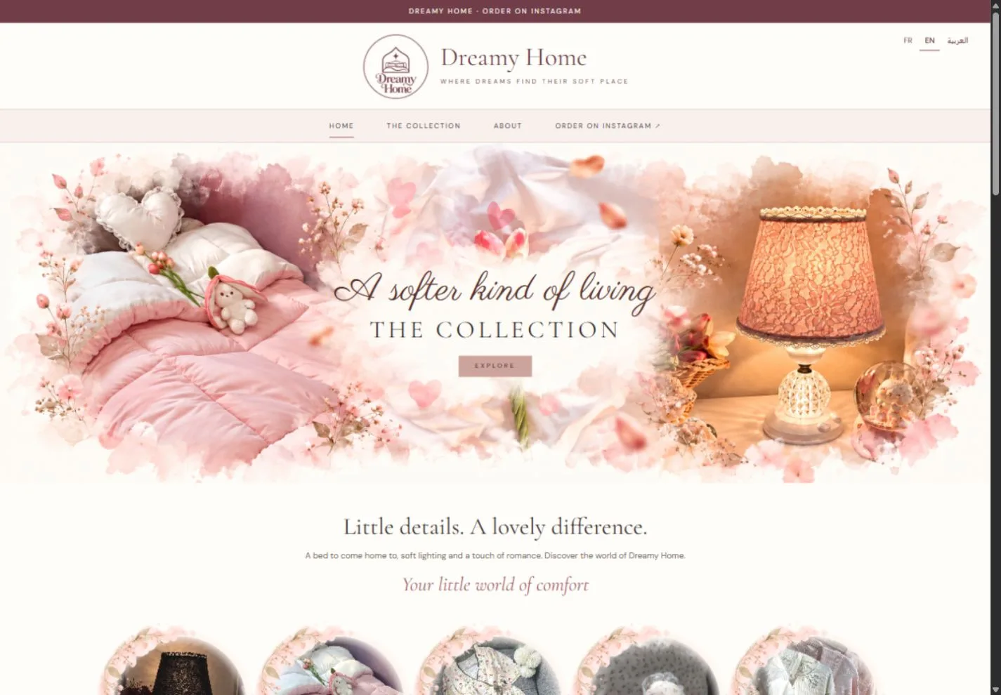 Dreamy Home website on desktop