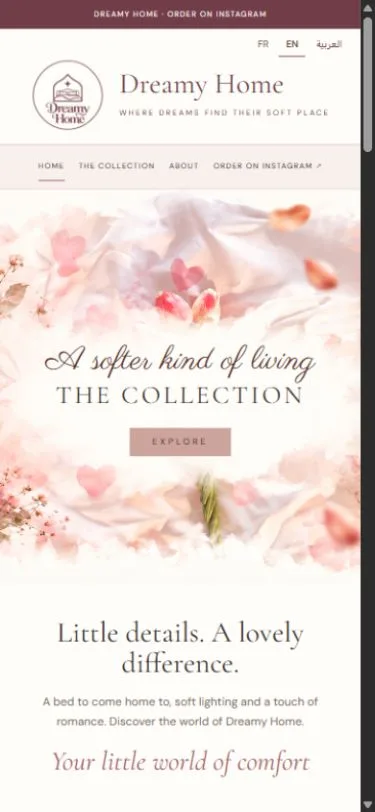 Dreamy Home website on a phone
