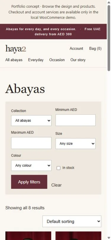 Hayaa: Abaya catalogue on a phone