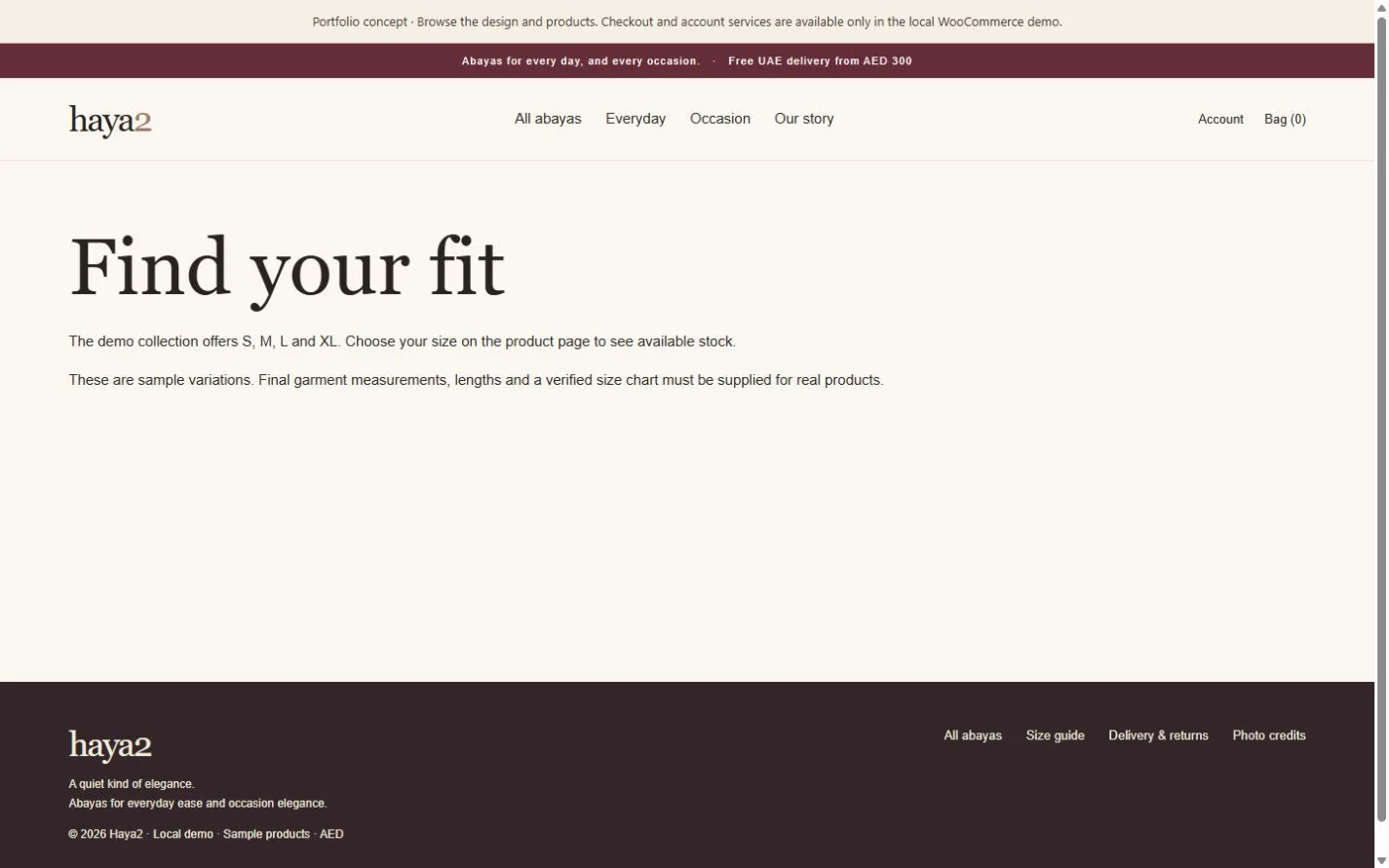 Hayaa: Size guide on a laptop
