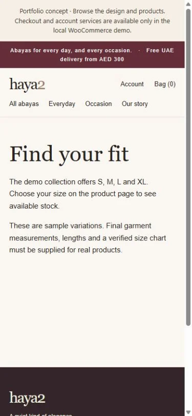 Hayaa: Size guide on a phone