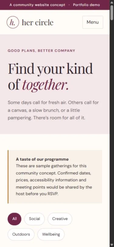 Her Circle: Community gatherings on a phone