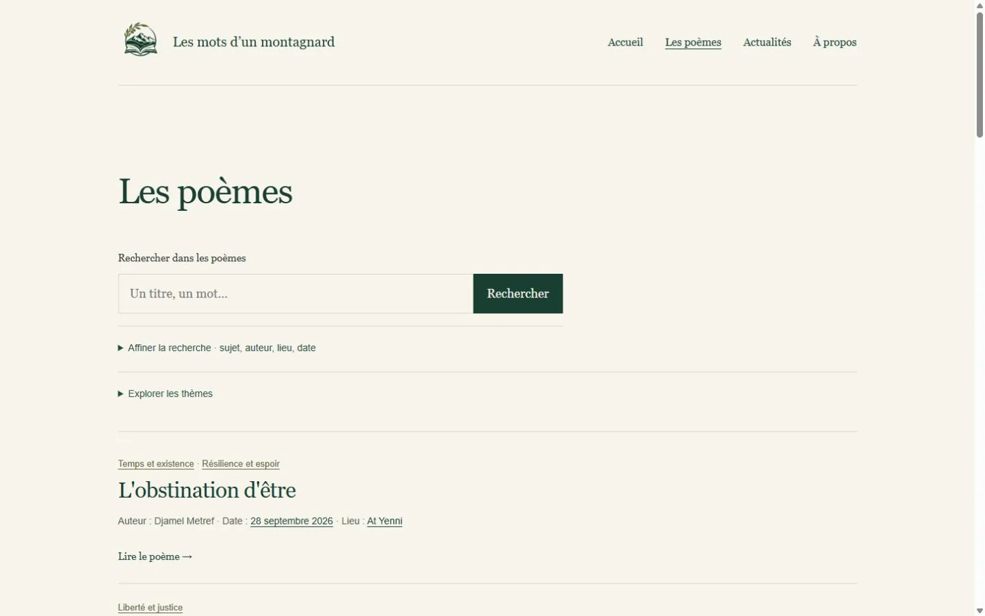Les mots d’un montagnard: Poetry archive on a laptop