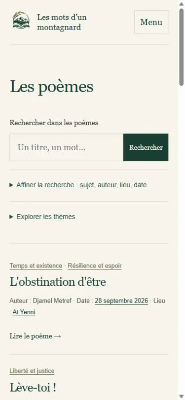 Les mots d’un montagnard: Poetry archive on a phone