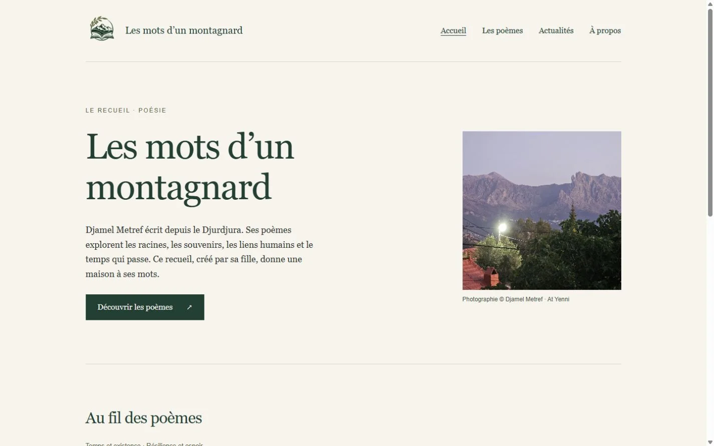 Les mots d’un montagnard: Homepage on a laptop