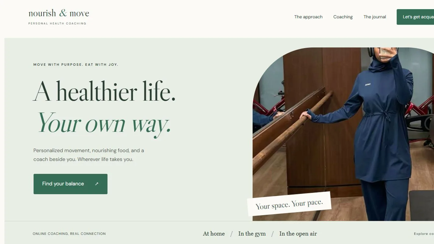 Nourish & Move website on desktop