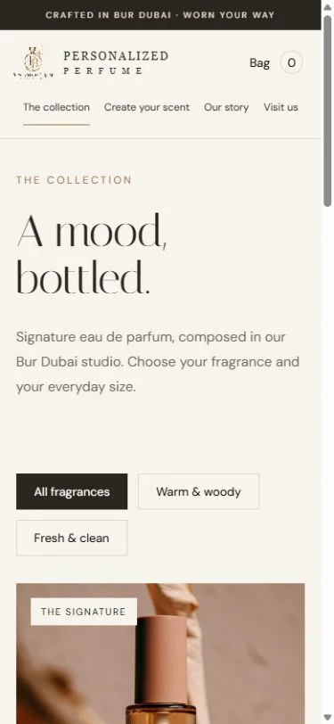 Personalized Perfume: Fragrance collection on a phone