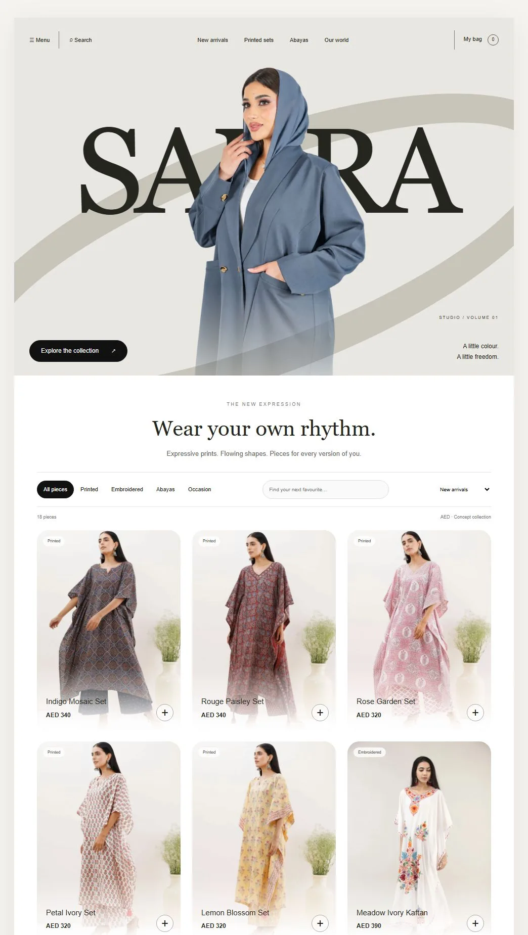 Sahra Studio website on desktop