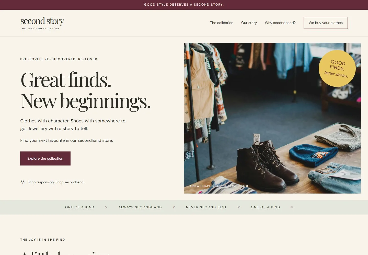 Second Story website on desktop