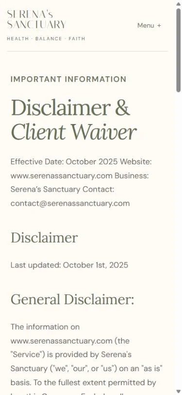 Serena’s Sanctuary: Disclaimer on a phone