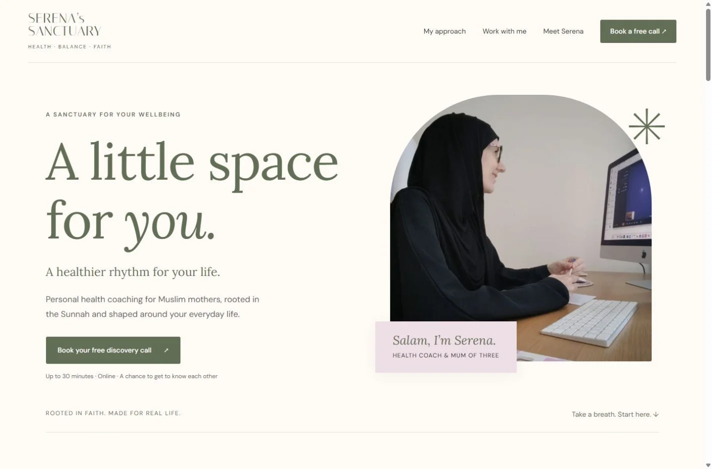 Serena’s Sanctuary: Homepage on a laptop
