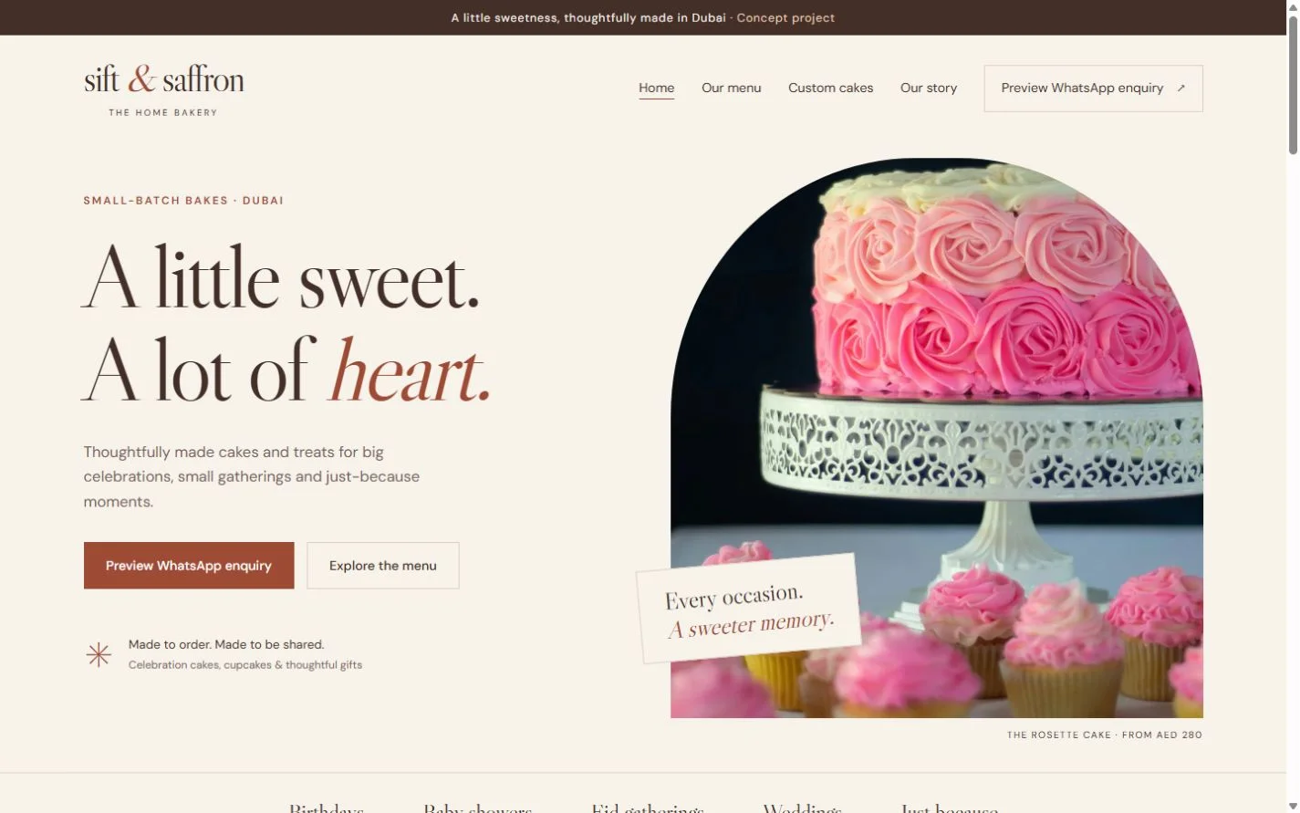Sift & Saffron: Homepage on a laptop