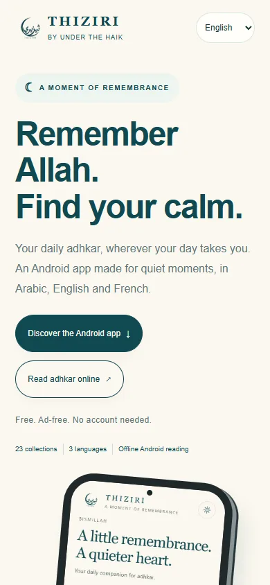 Thiziri website on a phone